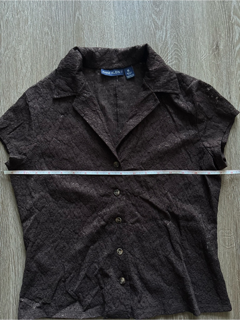 Anne Klein Brown Lace Button Front Blouse - Size 10 - Picture 5 of 9